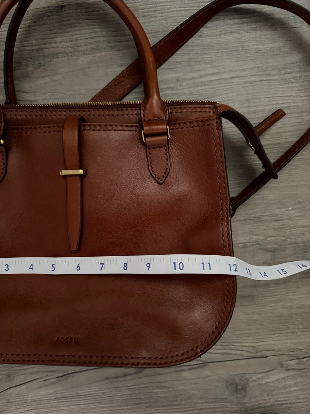 Fossil Ryder Satchel Brown Leather Crossbody - Picture 8 of 10